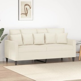 Sofá de 2 lugares veludo 140 cm cor creme