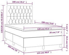 Cama boxspring com colchão 120x190 cm veludo preto