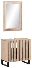 vidaXL 2 pcs conj. móveis p/ casa de banho madeira mangueira maciça