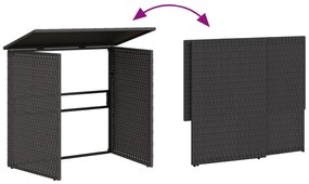 Sofá de jardim em forma de L c/ mesa e almofadões vime PE preto