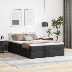 vidaXL Cama com arrumação e colchão Preto 140 x 200 cm Couro Sintético