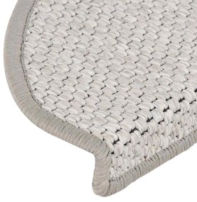 Tapetes escada adesivos aspeto sisal 15pcs 65x21x4 cm platinado