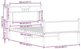 Estrutura de cama sem colchão 107x203 cm carvalho sonoma