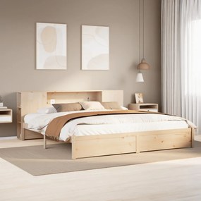 vidaXL Cama com estante sem colchão 200x200 cm pinho maciço