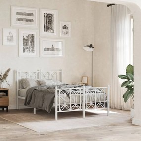 vidaXL Estrutura de cama com cabeceira e pés 120x190 cm metal branco