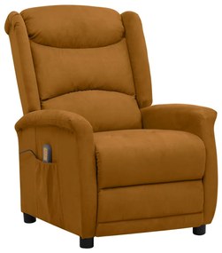 vidaXL Poltrona de massagens tecido de microfibra castanho