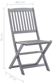 Cadeiras de exterior dobráveis 8pcs c/ almofadões acácia maciça