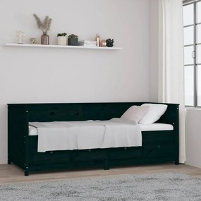 vidaXL Sofá-cama 80x200 cm madeira de pinho maciça preto