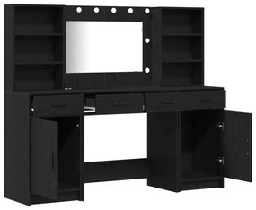Conjunto de Mesa de Maquilhagem 3 Peças vidaXL Preto em Madeira Revest