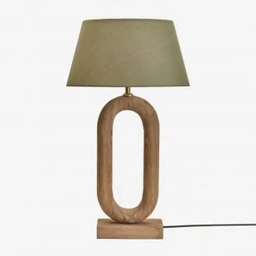 Candeeiro De Mesa Em Madeira De Manga Tiberia Madeira De Manga & Sage Green Ø40 Cm Monaco - Sklum