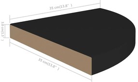 Prateleira de canto suspensa 35x35x3,8 cm MDF preto