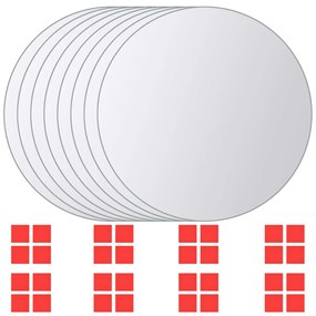 Ladrilhos espelhados redondos em vidro 8 pcs