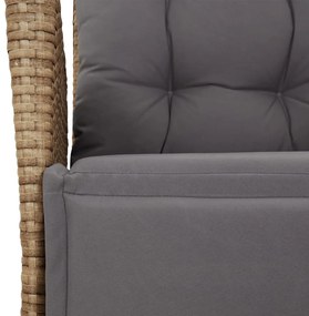 9 pcs conjunto de jantar p/ jardim com almofadões vime PE bege