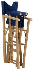 Cadeiras de realizador dobráveis 2 pcs bambu e tecido azul