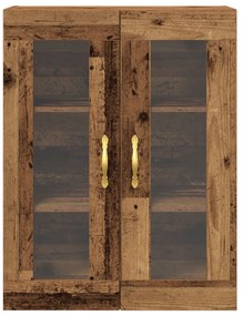 Armário de parede vidaXL com portas de vidro madeira velha 69,5x34x90