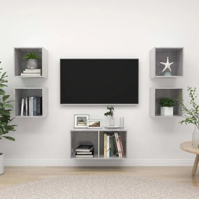 vidaXL 5 pcs conjunto de móveis de TV contraplacado cinzento cimento