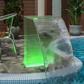 Fonte de piscina com luzes LED RGB 51 cm acrílico
