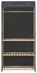 Roupeiro com 3 prateleiras 79x40x170 cm tecido cinzento