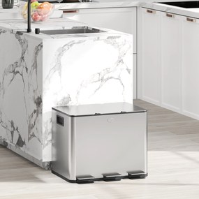 Balde de Lixo de Cozinha com 3 Compartimentos 3x10L Cubo de Lixo de Aç