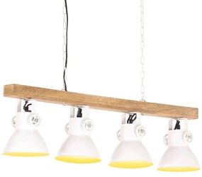vidaXL Candeeiro de teto industrial E27 madeira de mangueira branco