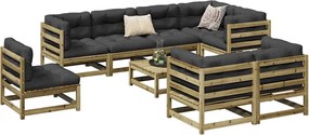 vidaXL 9 pcs conjunto sofás jardim madeira de pinho impregnada