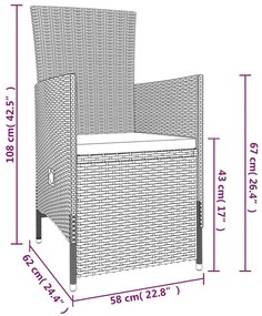 7 pcs conjunto de jantar para jardim com almofadões bege