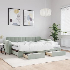 vidaXL Sofá-cama c/ gavetão e gavetas 80x200 cm veludo cinzento-claro