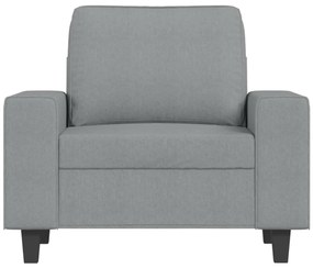 Poltrona com apoio de pés 60 cm tecido cinzento-claro