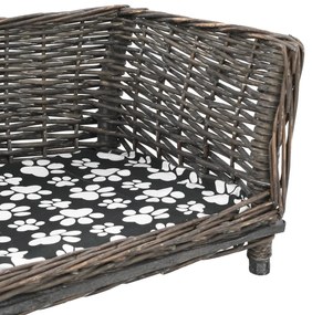 Cesto p/ cães almofadão cinzento 90x54x35 cm salgueiro genuíno