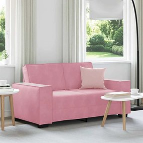 vidaXL Sofá de 2 lugares veludo 120 cm rosa