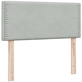 Cama com molas/colchão cinzento-claro 80x220 cm veludo