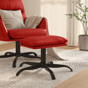 Apoio de Pés 60x60x39 Couro Artificial Vermelho Tinto