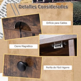 Móvel para Gira-Discos, 80 x 35,5 x 85,5 cm, Estação de Carregamento Integrada, Castanho