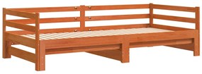 Sofá-cama com gavetão sem colchões 90x190 cm castanho-mel