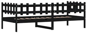 Sofá-cama 90 x 200 cm madeira de pinho maciça preto