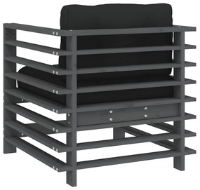 Cadeiras de jardim c/ almofadões 2 pcs pinho maciço cinzento