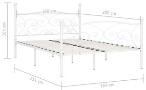 Estrutura de cama com estrado de ripas 160x200 cm metal branco