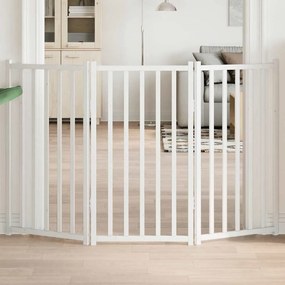 vidaXL Portão p/ cães dobrável 3 painéis 150 cm abeto maciço branco