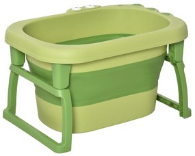 HOMCOM Banheira Dobrável para Bebé de 0-6 Anos Capacidade 105L Banheira Portátil para Crianças 75,3x55,4x43 cm Verde