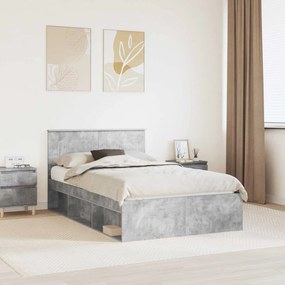 vidaXL Estrutura da Cama com cabeceira Cinza Concreto 135 x 190 cm