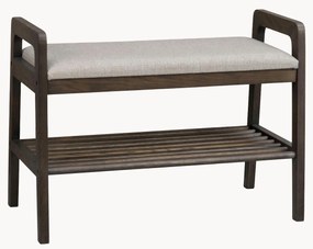 Banco estofado com prateleira em madeira de carvalho Inverness