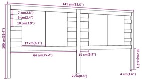 Cabeceira de cama 141x4x100 cm pinho maciço