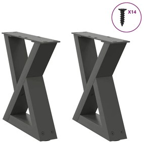 vidaXL Pés para mesa de centro 2 peças antracite 30x(30-31,3) cm aço