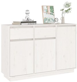 Aparador 110x34x75 cm madeira de pinho maciça branco
