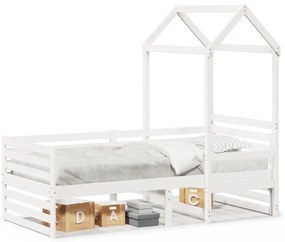 vidaXL Sofá-cama c/ telhado 90x190 cm madeira de pinho maciça branco