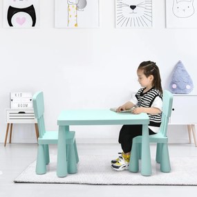 Conjunto de mesa e cadeira para crianças de 1 a 7 anos para atividades escolares, carga máxima de 50 kg, verde