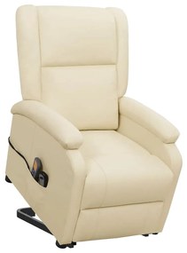 vidaXL Poltrona de massagens elevatória couro artificial cor creme