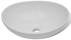Lavatório com torneira misturadora cerâmica oval branco