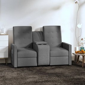 vidaXL Sofá massagens reclinável 2 lug. c/ suporte copos cinza-claro