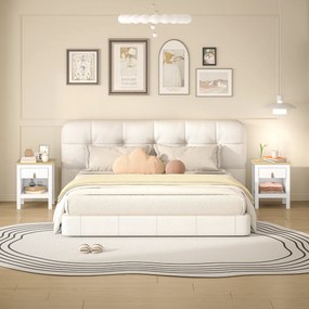 Conjunto de 2 Mesas de Cabeceira, 45 x 40 x 55 cm, Gaveta e Compartimento Aberto, Branco